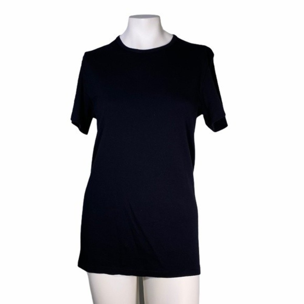 Women's Black Supima Cotton Short Sleeve Round Neck Basic Top Medium